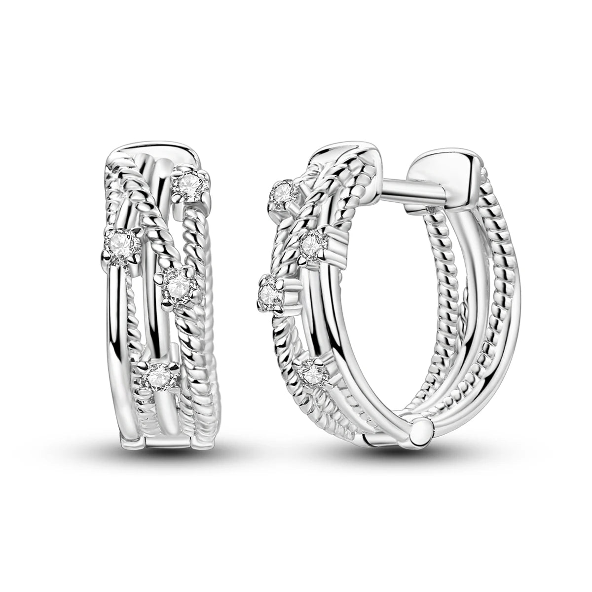 925 Sterling Silver Vintage Patterned Stone Inlaid Hoop Earrings Trendy Gift