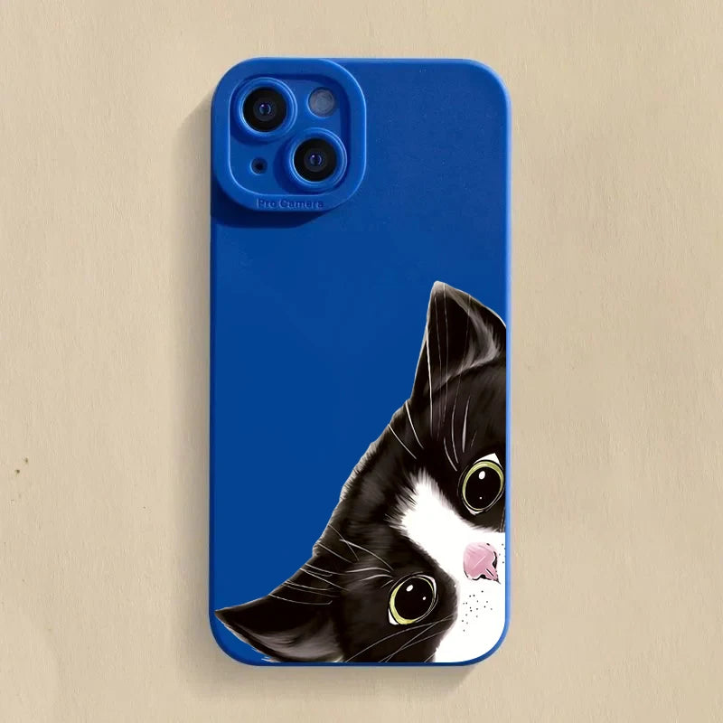 Cute Black Cat Silicone Case for iPhone 17 16 15 14 13 12 Pro Max