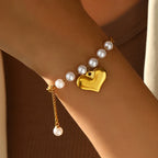 Gold Colour Stainless Steel Charm Bracelet Trendy Textured Jewellery