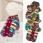 Boho Chic Dog Cat Winter Vest Traditional Pattern Sweater with Back Opening
