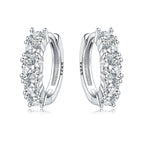 925 Sterling Silver Square Chain Stone Inlaid Hoop Earrings Trendy Jewellery