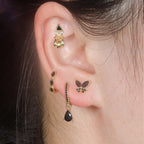 1PC Stainless Steel Zircon Gold Colour Triangle Stud Earrings