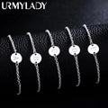 26 Letter Chain Bracelet Anklet 925 Sterling Silver Men Women Wedding Gift