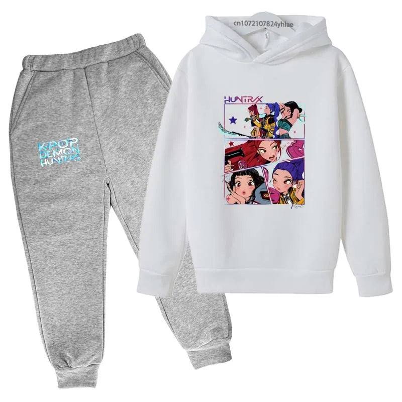 Kids Kpop Demon Hunters Tracksuit Hoodie & Pants Set 2-13 Years Casual Outfit