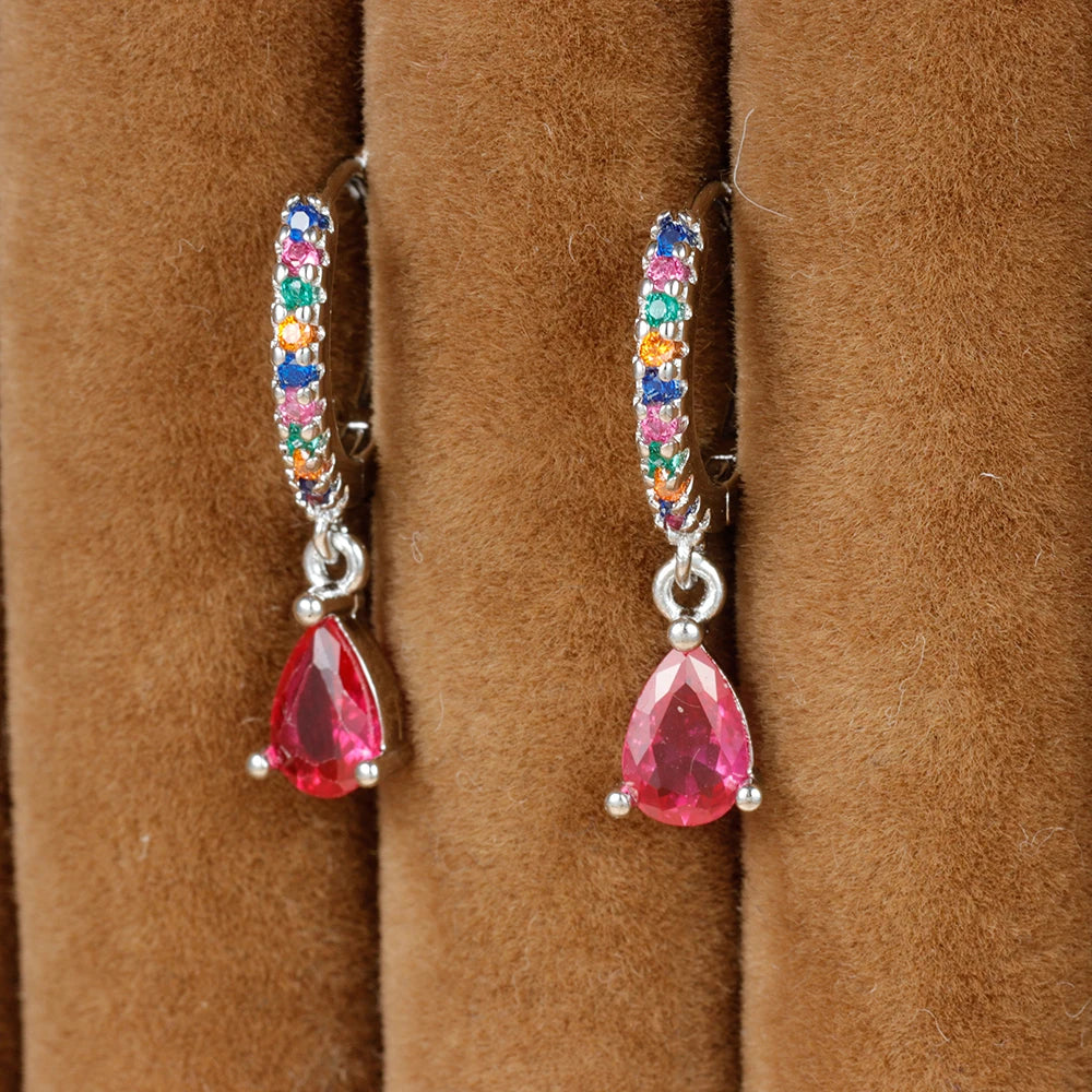 New Design Stainless Steel Small Hoop Earring Colourful Zirconia