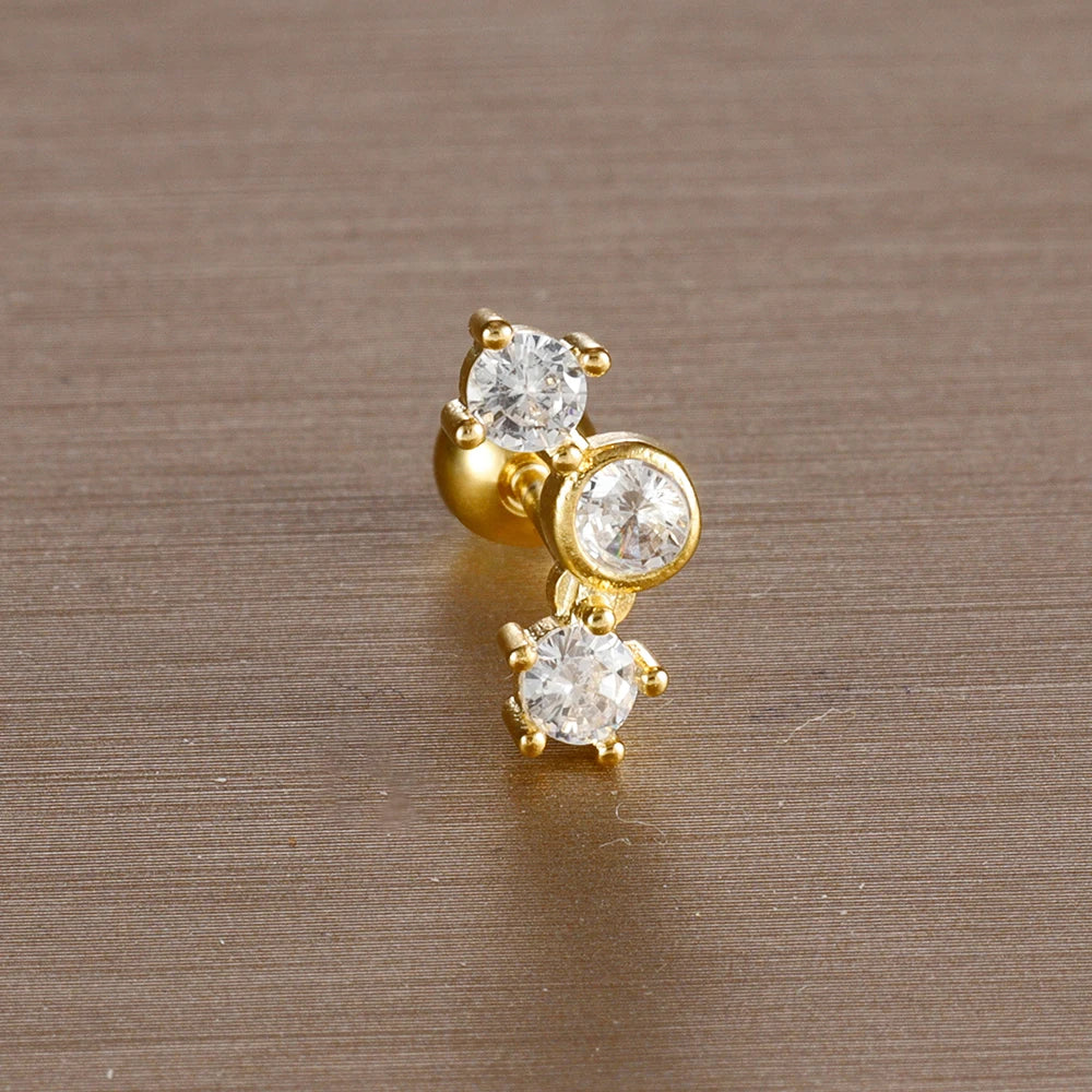 1PC 6 Styles Stainless Steel Mini Zircon Cartilage Piercing Stud