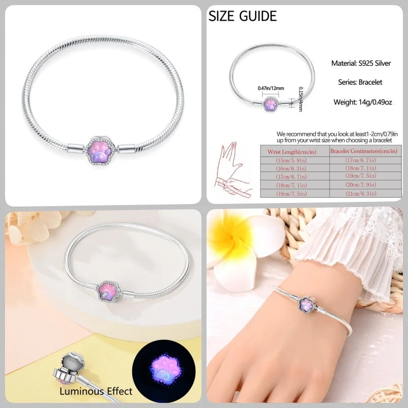 925 Silver 17-20CM Heart Pave Zirconia Original Bracelets Infinity Bracelet Fit DIY Charms Bead Birthday Jewelry Gifts Hot Sale