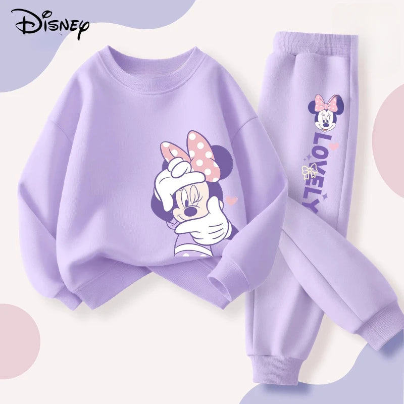 Disney Minnie Mouse Girls Spring Autumn Pullover and Trousers 2-Piece Set