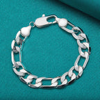 10mm Side Chain Bracelet 925 Sterling Silver Men Women Wedding Charm Gift