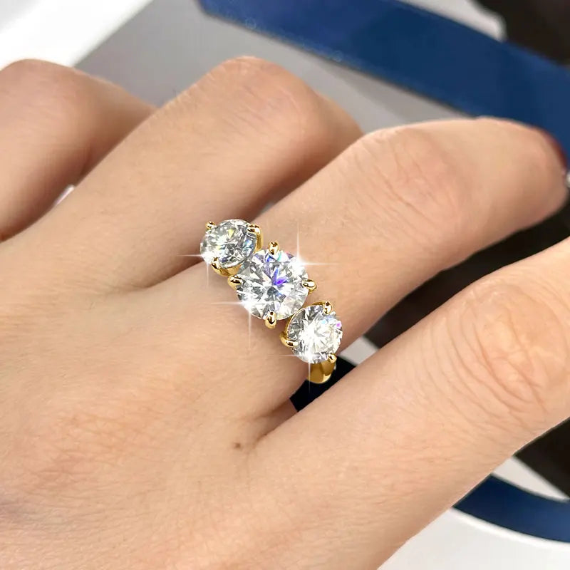 4cttw Round Moissanite Wedding Engagement Ring 14k Gold Filled 3-Stone Band