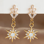 Vintage Crystal Zirconia Stainless Steel Earrings Star Pendant