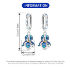 925 Sterling Silver Blue Iris Flower Drop Earrings Anniversary Jewellery Gift