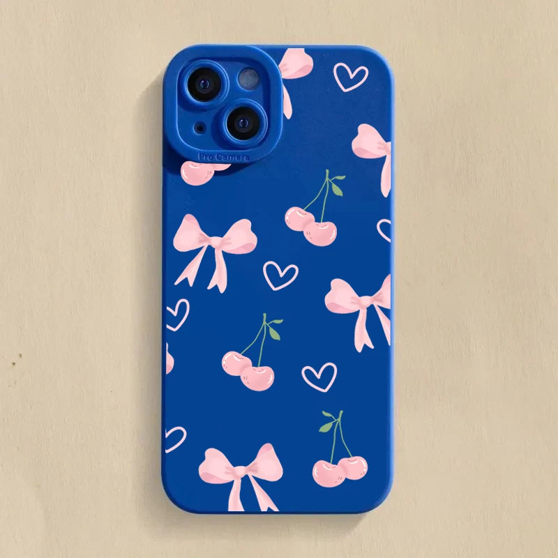 Cute Bow Cherry Case for Xiaomi Redmi Note 14 13 12 11 Pro Plus