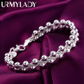 Braided Beads Chain Bracelet 925 Sterling Silver Women Christmas Gift