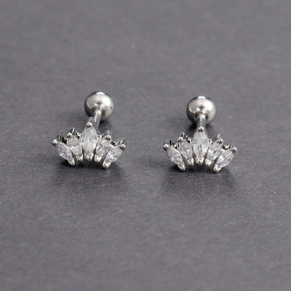 Fashion Stainless Steel Zircon Chain Hoop Earrings Helix Tragus