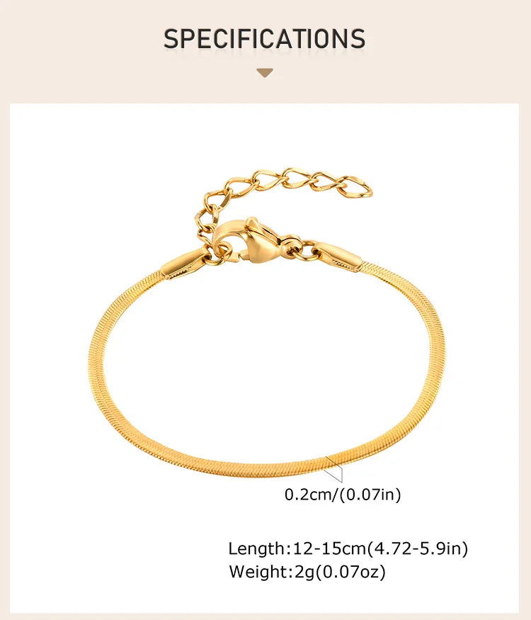Snake Chain Bracelets for Little Girls 12cm-15cm, Hypoallergenic Non Tarnish Stainless Steel Adjustable Link