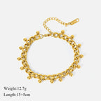 Metal Beads Heart Stainless Steel Bracelet Bangle Gold Colour Gift