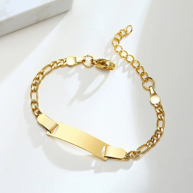 Baby Kids Bracelet, Stainless Steel Chain Bracelet Adjustable Link without Name,Girl Boy Children Birthday Gift