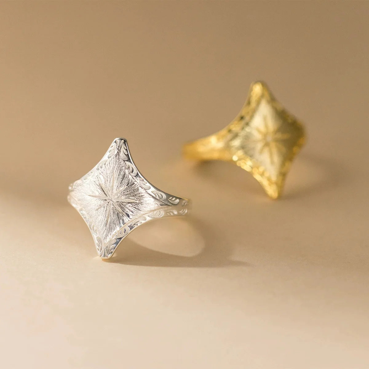 925 Sterling Silver Sanding Star Adjustable Rings For Women Dating Ring Wedding Elegant Jewelry Ladies Accessories Jewellery
