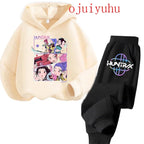 Kids Kpop Demon Hunters Kawaii Hoodie & Sweatpants Set Anime Cartoon Clothing
