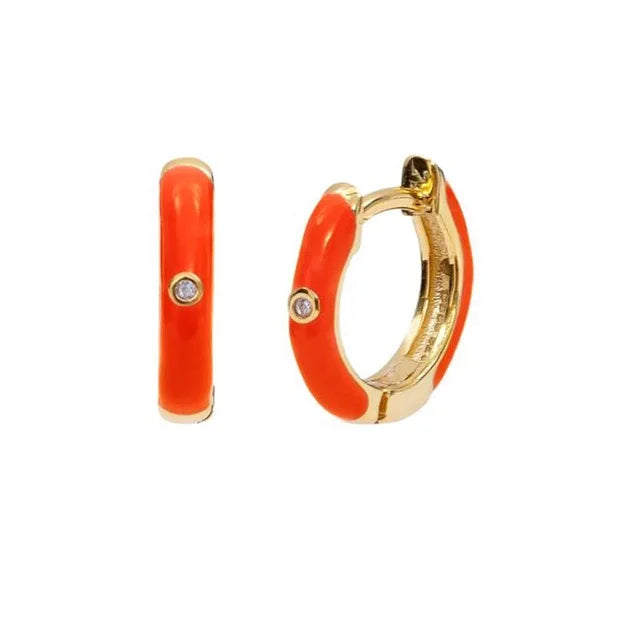 New Stainless Steel Round Hoop Earrings Colourful Crystal Zirconia