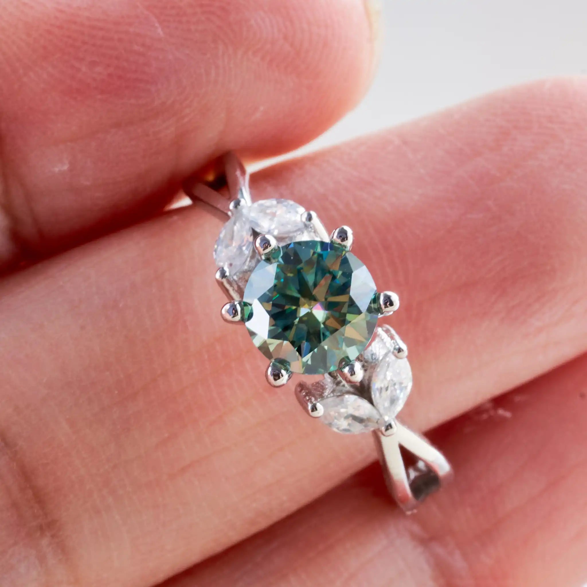 Original 925 Sterling Silver Ring  blue Moissanite Diamonds with Certificate Fine Jewelry Wedding Engagement Rings for Women