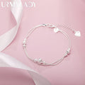 Geometric Beads Chain Bracelet 925 Sterling Silver Men Women Wedding Gift