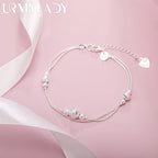 Geometric Beads Chain Bracelet 925 Sterling Silver Men Women Wedding Gift