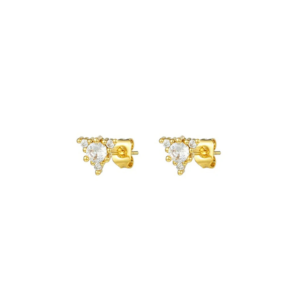 New Stainless Steel Zircon Star Cross Hoop Earring Gold y2k Crown