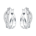 925 Sterling Silver Retro Grass Pattern Versatile Hoop Earrings Birthday Gift