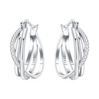 925 Sterling Silver Retro Grass Pattern Versatile Hoop Earrings Birthday Gift