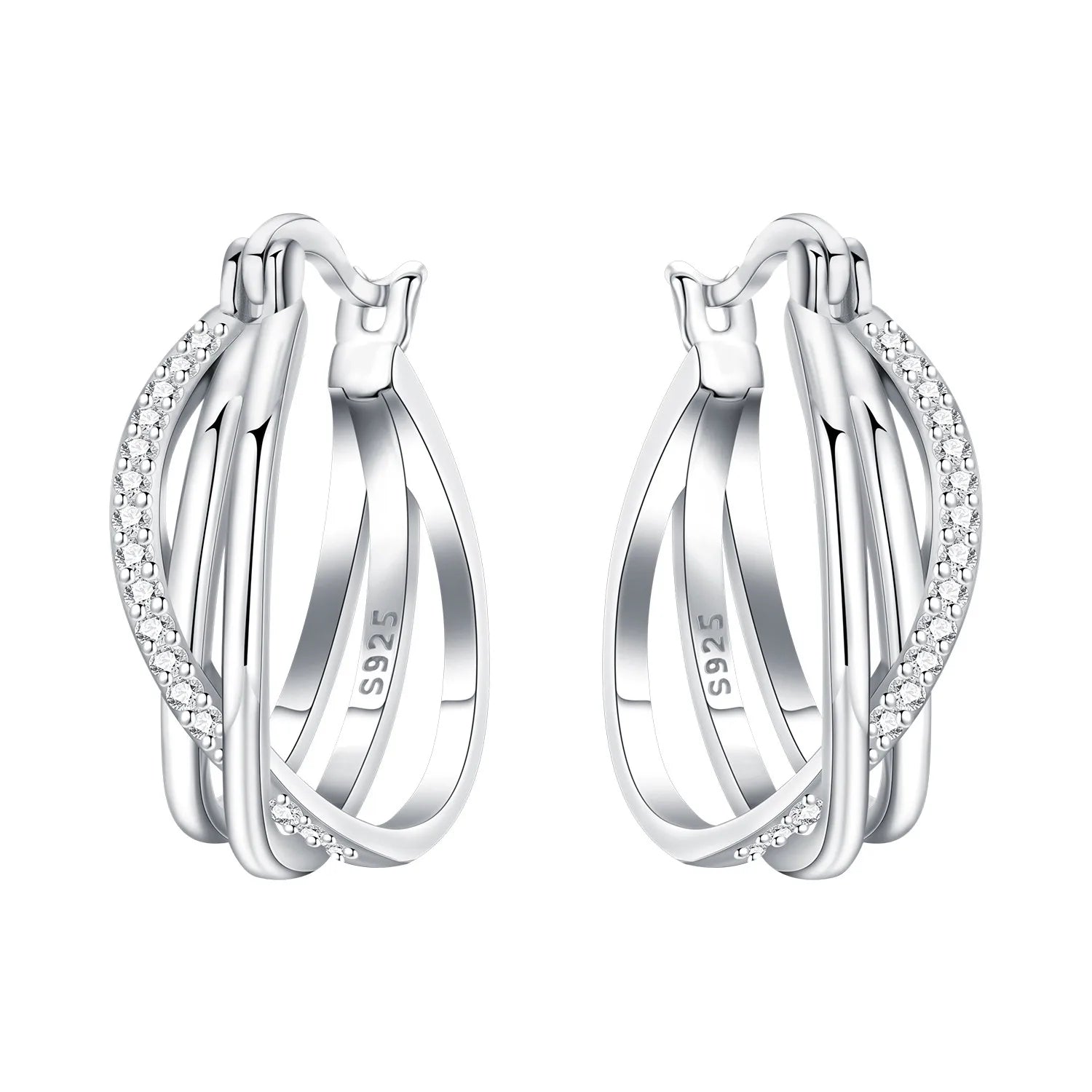 925 Sterling Silver Retro Grass Pattern Versatile Hoop Earrings Birthday Gift