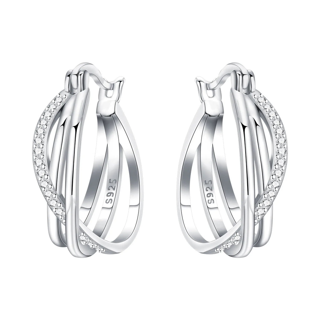 925 Sterling Silver Classic Multi Ring Drop Earrings Elegant Birthday Jewellery