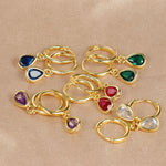 Vintage Gold Plated Zircon Huggie Hoop Earrings Water Drop Punk