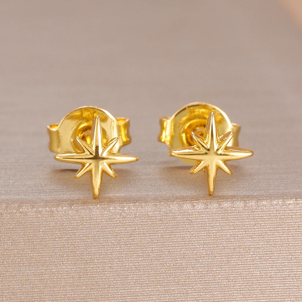 Fashion Minimalist Star Stud Earring 14K Gold Plated Mini Daily