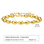 Stainless Steel Heart-shaped Rhinestone Bracelet for Women, Oval Beaded Bracelet Layered Waterproof Hand Wristband