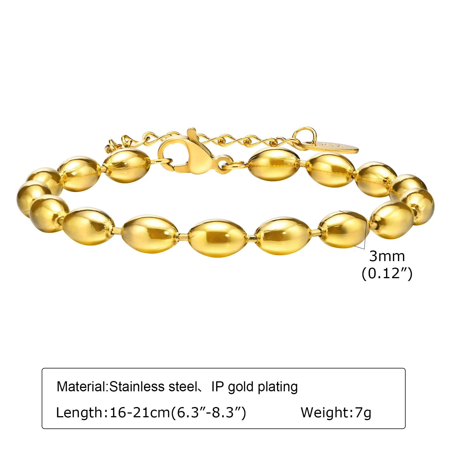 Stainless Steel Heart-shaped Rhinestone Bracelet for Women, Oval Beaded Bracelet Layered Waterproof Hand Wristband