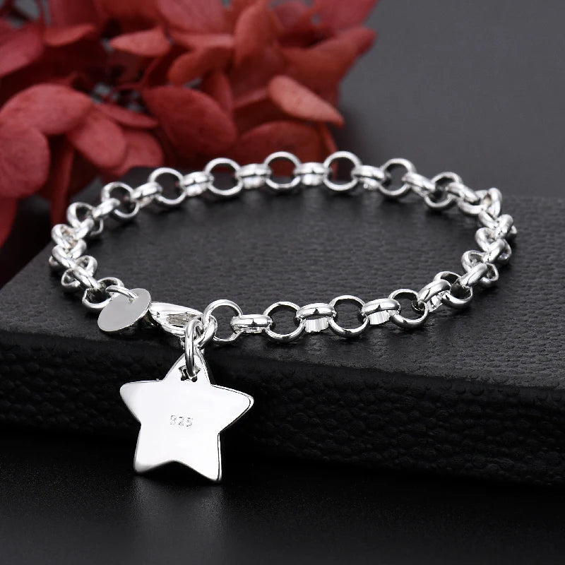 Luxury Star Charm Bracelet 925 Sterling Silver Designer Holiday Jewellery