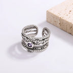 925 Sterling Silver Retro Irregular Adjustable Ring Couple Engagement Luxury Accessory
