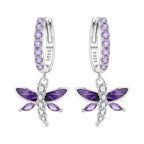 925 Sterling Silver Blue Iris Flower Drop Earrings Anniversary Jewellery Gift