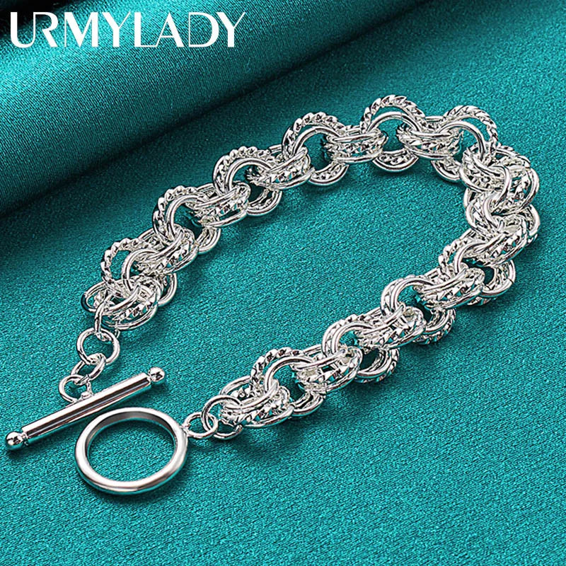 Pretty Circle Fashion Bracelet 925 Sterling Silver Wedding Party Jewellery