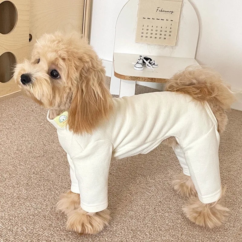 Solid Colour Dog Pajamas Cotton Puppy Bodysuit Base Layer Cat Jumpsuit
