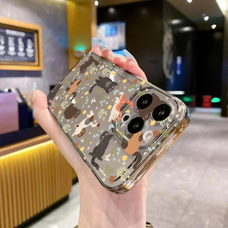 Graffiti Cartoon Dog Cat Case for iPhone 16 15 14 13 12 11 Pro Max XR SE3