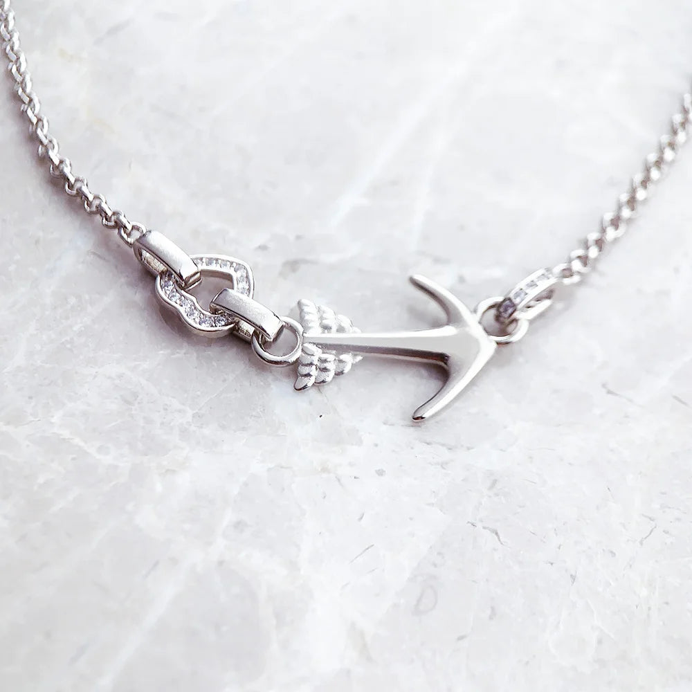 Love Anchor and Heart Necklace 925 Sterling Silver Romantic Jewellery Gift