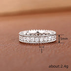 925 Sterling Silver Trendy Simple Ring Shiny Cubic Zirconia Exquisite Finger Accessory Party Jewellery