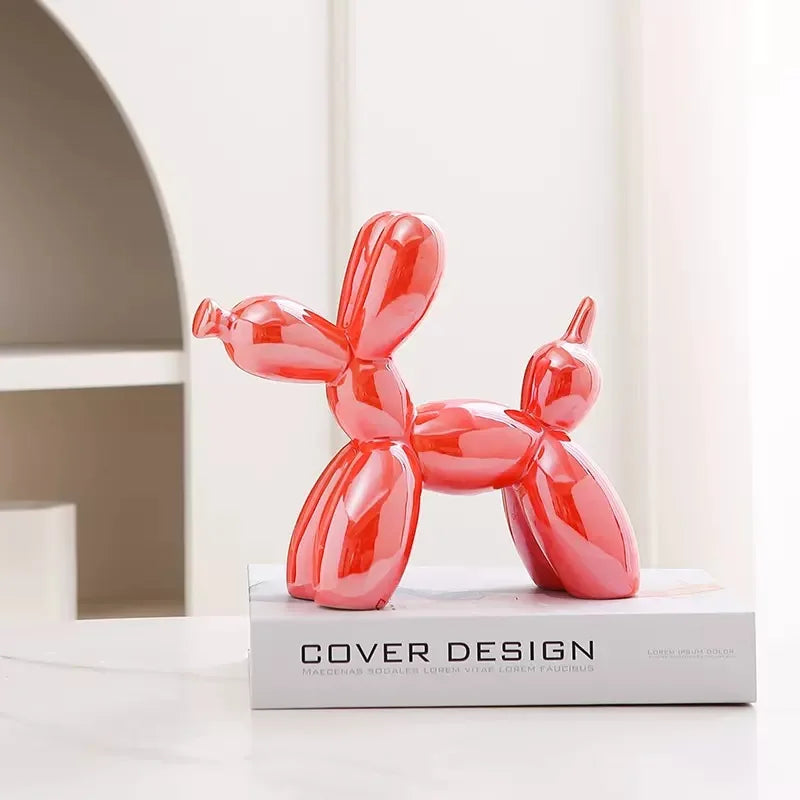 Ceramic Plating Balloon Dog Figurines Animal Statue Handmade Sculpture Modern Desk Decor