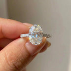 925 Sterling Silver Zircon Gorgeous Shiny Oval Stone Ring Engagement Wedding Luxury Fine Jewellery