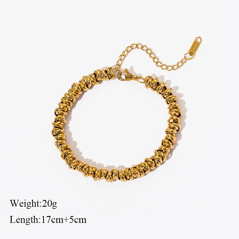 Heart Roman Numeral Zircon Bead Stainless Steel Snake Bone Bracelet