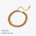 Heart Roman Numeral Zircon Bead Stainless Steel Snake Bone Bracelet