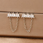 Fashion Zircon Link Chain Cross Hoop Earrings Stainless Steel